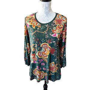 Johnny Was Floral Orizaba Long Sleeve Top Size Small Lightweight